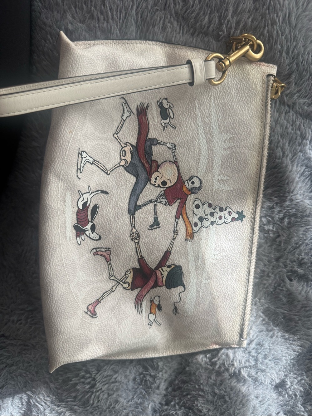 Coach Charlie Wristlet Pouch in Pale Pink with Bonesy Illustration - Picture 2 of 5
